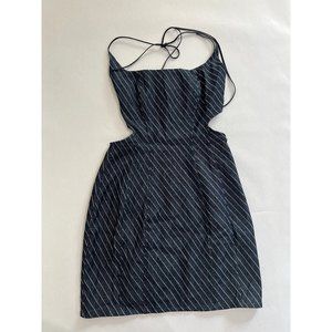 Lioness Diez Denim Stripe Mini Dress in Navy Blue